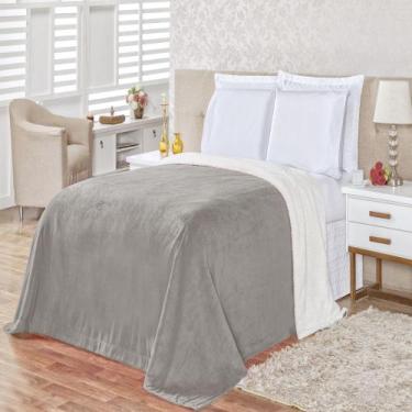 Imagem de Cobertor Alaska casal queen manta sherpa lã carneiro 1 peça cinza - Bi