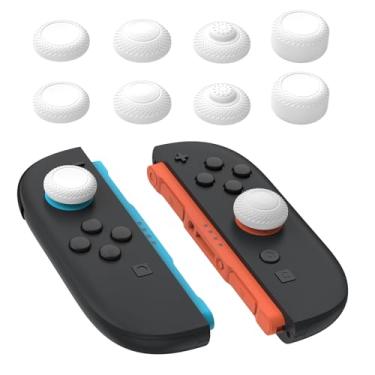 Imagem de PlayVital 8-in-1 Pro Thumb Grips for Nintendo Switch 2 | 4 Heights(5-10mm) Joystick Caps for FPS/RPG | Ergonomic Design Silicone Thumbstick Cover Accessories for Joycon 2, White (8-Pack)​