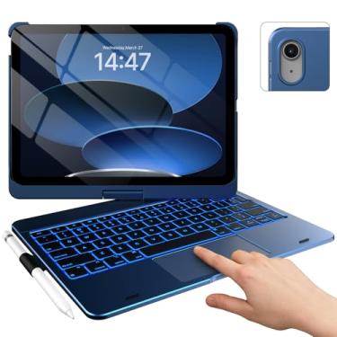 Imagem de typecase Capa Touch iPad 10ª geração com teclado (10,9 polegadas, 2022), trackpad multitoque, luz de fundo de 10 cores, rotação de 360°, fina e leve para Apple iPad 10ª geração 10,9 (azul noturno)