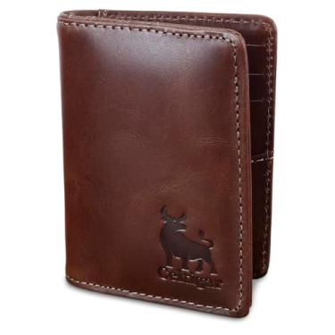 Imagem de Carteira Pequena Masculina De Couro Legítimo Porta Cartões CNH Antifurto Proteção RFID (Marrom Café - Couro CBDA)