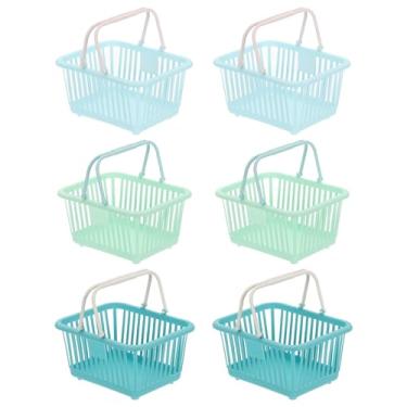 Imagem de PATIKIL 6 peças de cesta pequena de plástico, mini cesta de armazenamento de mercearia pequenas cestas de compras com alças organizador de água filtrada para organizar brinquedos, ovos, frutas