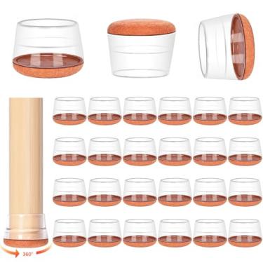 Imagem de Jedroc 24 Protetores De Pernas Cadeira Para Pisos Madeira, Piso Silicone, Limpam Arranhões E Reduzem Ruídos (Encaixe L 1,2" A 1,4")