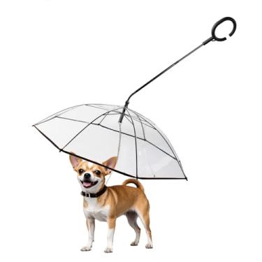 Imagem de Namsan Guarda-chuva para cães pequenos, coleira transparente para cães mantém os cães secos na chuva andando, guarda-chuva de chuva para cães pequenos com coleira de metal, montagem automática