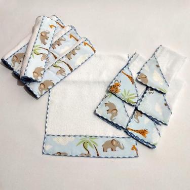 Imagem de Kit com 5 Fraldinha de Boca Dupla Camada + 5 Toalhinha de Ombro Bebê 1