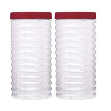 Imagem de Kit 2 Pote Plástico Ondulado Mantimentos Organizador Multiuso 1,5LT (Bordo)