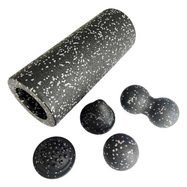 Imagem de kowaku Equipamento de ponto de ajuste de rolo de espuma 5 em 1, treinamento de equilíbrio, kit inicial de ioga, exercícios de condicionamento físico, para, Cinza Preto