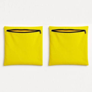 Imagem de Kit 2 Capas De Almofadas 42cm Suede Sala Ou Quarto Balaqui Amarelo