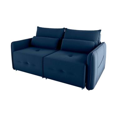 Imagem de Sofá Cama 2 Lugares Com Almofadas 205cm Celine Veludo Azul Matrix Veludo Azul