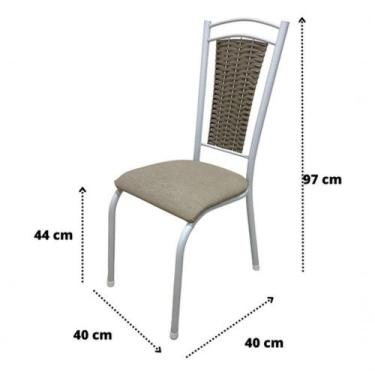 Imagem de Kit 6 Cadeiras Branca Cozinha Aço Tubolar Confortável Jantar Bege - WJ