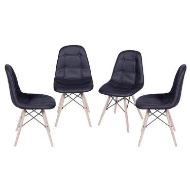 Imagem de Kit 4 Cadeiras Boxbit Dkr Eames Base Em Madeira Preta
