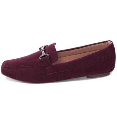 Imagem de EMILY ONLINE, Sapato Mocassim Feminino Camurça Bico Fino Confortável Casual Elegante com Bridão (Vinho, BR, Adulto, Numérico, 35)