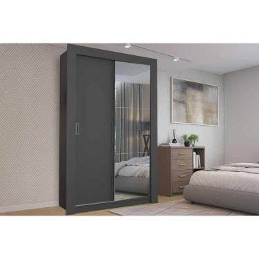 Imagem de Guarda Roupa Solteiro 2 Portas de Correr (1 c/ Espelho) PH 1728 Grafite - Herval