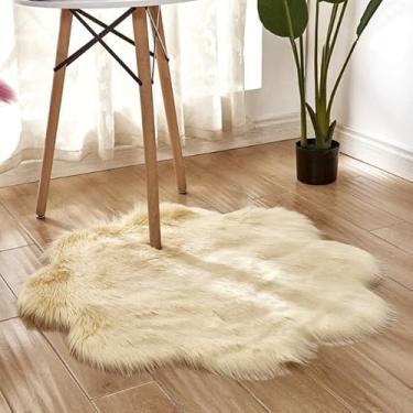 Imagem de Tapete Pelego Pelo Alto Luxo Para Foto Decoração Flor(P (50cmx50cm),Bege)