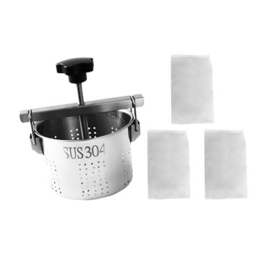 Imagem de ＫＬＫＣＭＳ Espremedor de legumes, espremedor manual, resistente, aço inoxidável, ferramenta de desidratação de legumes, prensa de banha para uso doméstico