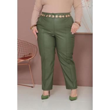 Imagem de Calça material sintético Plus Size Cintura Alta Moda Inverno - Fashion