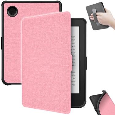 Imagem de J.M.SHOW Capa para Kobo Clara 2E de 15 cm lançado em 2022/Clara Color/Clara BW (2024), capa de couro PU leve com alça de mão, despertar/hibernar automático para Kobo Clara 2E 15 cm - rosa