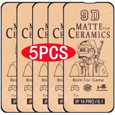 Imagem de OZ MARKETPLACE [Pacote com 5] [3 pacotes + 2 bônus] Protetores de tela de cerâmica flexíveis duráveis foscos para iPhone 15 Pro - Capa de telefone premium à prova de choque