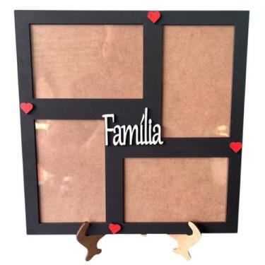 Imagem de Porta Retrato Preto Família 4 Fotos 10x15 ml2 - personalizadoslaser