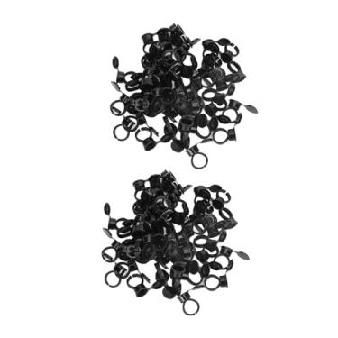 Imagem de Naroote Copo de Anel de Pigmento de Tatuagem, Higiene Ink Ring Ports, 100 Peças de Tampa Elástica à Prova de Poeira para Lojas de Tatuagem (Preto)