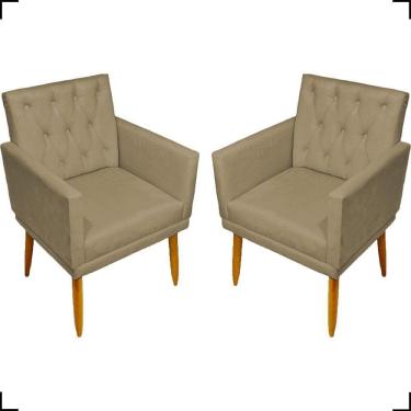 Imagem de Kit 2 Poltronas Decorativa Para Sala Recepção Nina Capitonê Suede Cores Pé Palito