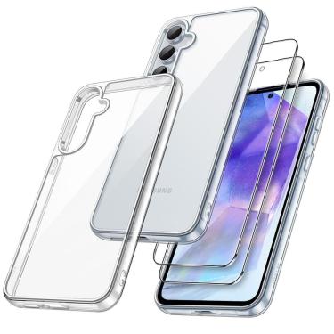 Imagem de Capa de telefone JeTech 3 em 1 com 2 protetores de tela Samsung Galaxy A55 5G