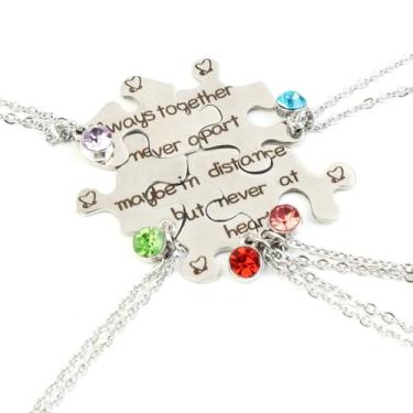 Imagem de Ximerinf Colar BFF para colar de irmã de aço inoxidável com quebra-cabeça de amizade 5/6, Large, Aço inoxidável, Sem Pedra Preciosa