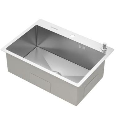 Imagem de Cuba Cozinha Gourmet Quebec Quadrada 62cm Aço Inox 304 com Cesto Escor