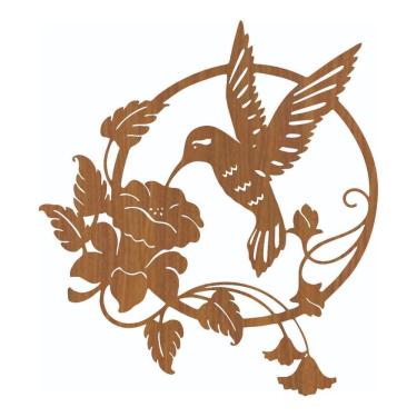 Imagem de Quadro Decorativo Mdf Carvalho Beija-Flor 40X20Cm