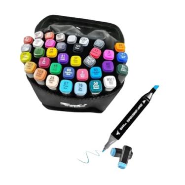 Imagem de Conjunto Canetas Touch 36 Unidades Duas Pontas Um Lado Fino e Outro Chanfrado Cores Sortidas Perfeito Para Livros De Colorir Canetinhas Marcadoras