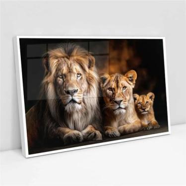 Imagem de Quadro Família Leões 1 Filhote - 50x70cm - Quadros On-line, Moldura Br