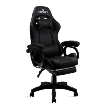 Imagem de Cadeira Gamer Preto Healer Level Reclinável Giratória com apoio de pés