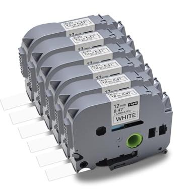 Imagem de Substitua para fita adesiva Brother TZ 12 mm 0,47 polegadas branco laminado TZe-231 TZC-231 Compatível com Brother Label Maker PT-D400 PT-D210 PT-D220 PT-H110 PT-D600, pacote com 6
