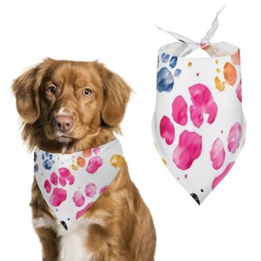Imagem de Cachecol colorido com estampa Dog Paws para animais de estimação - Tamanho único (70 x 30 cm)