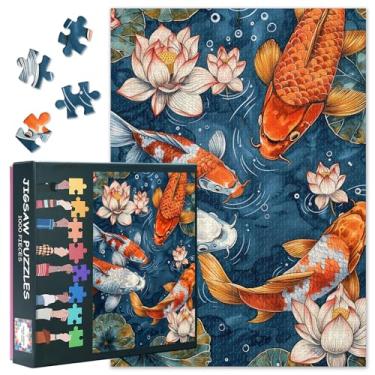 Imagem de 1000 Piece Puzzle for Adults - Colorful Koi Fish & Lotus Pond Jigsaw Puzzles, Serene Water Scene with Lotus Leaves and Flowers, Premium Collectible Puzzle Board - 27.5x19.7 Inches