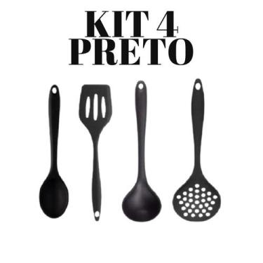 Imagem de Kit 5 Ou 4 Peças De Silicone Espátula Concha Escumadeira Colher Espátu