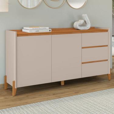 Imagem de Balcão Buffet Rennes 3 Gavetas 2 Portas Cedro/Off White - Casa D