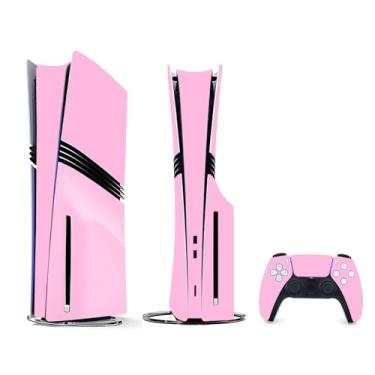 Imagem de Skin Decal Compatible with PS5 Pro Disc, Full Set Vinyl Wrap Pink Sticker Cover for Game Console & Controller