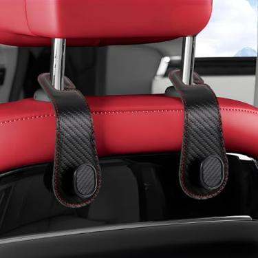 Imagem de Hovom 2 peças de gancho de encosto de cabeça para assento de carro, ganchos de bolsa para carros, cabide de couro para bolsa de compras, bolsa de mão, guarda-chuva, suporte de apoio de cabeça