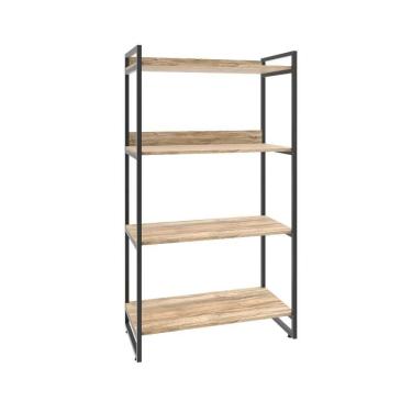 Imagem de Estante Kuadra 80x40x146cm Com 4 Prateleiras Carvalho Preta