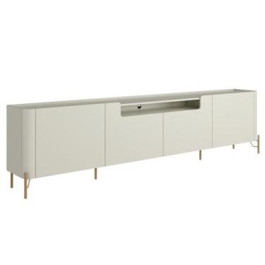 Imagem de Rack Para Sala de Estar TV 85 Pol 4 Portas Pés Industrial Dourado Alef