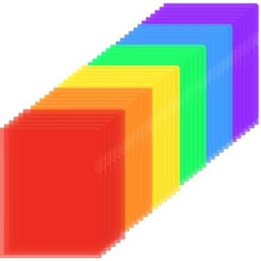 Imagem de Sooez Pacote com 36 bolsos transparentes para projetos de pasta de documentos, pastas de plástico transparente, tamanho carta, pastas de papel, capa de poliéster, mangas, cópias, 6 cores sortidas