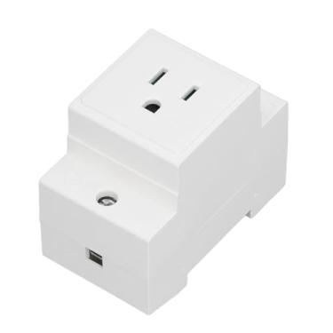 Imagem de Diydeg Soquete do Trilho DIN, Montagem Em Trilho DIN Tomada de Alimentação Modular Única Saída AC, Contato Protetor Embutido, Tomada de Contato para Painel (US AC110-250V 15A)