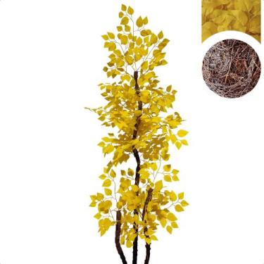 Imagem de Árvore Artificial Fícus Outono Amarelo Grande Sem Vaso Decoração - Flo