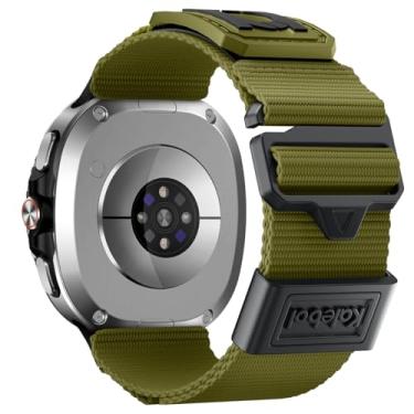 Imagem de Pulseira tática de nylon compatível com Samsung Galaxy Watch 8 de 40 mm e 44 mm/Galaxy Watch 8 Classic de 46 mm, resistente sem lacunas para Galaxy Watch 8 de 40 mm, 44 mm, clássico de 46 mm (verde