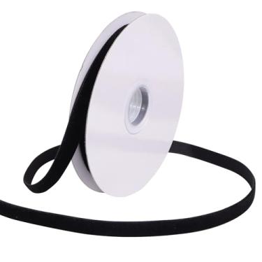 Imagem de Loomesh Fita de veludo preta para embrulho de presente, fita de veludo vintage de tecido fino de rosto único de 0,9 cm para artesanato, cabelo, guirlanda de casamento, decorações de árvore de Natal