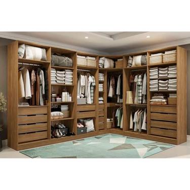 Imagem de Quarto Modulado Kappesberg Adapt Adapt 6 Peças (2 Closets Abertos + 1 Closet Canto Obliquo + 3 Complementos) QCM73 Nogueira - Kappesberg
