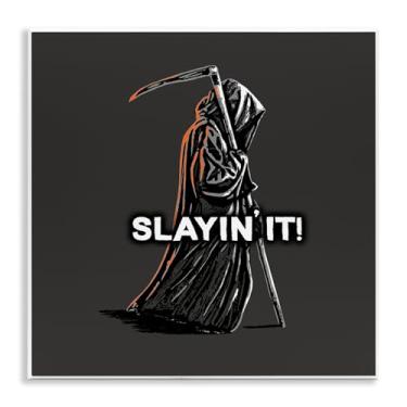 Imagem de Stupell Industries Slayin' It Grim Reaper Design de arte de placa de parede por Jedco Brands, Inc., 12 x 12