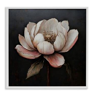 Imagem de Stupell Industries Arte giclée emoldurada de flor de lótus vintage branca por LSR Creative Studio, 61 x 61 cm