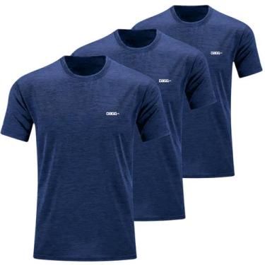 Imagem de Kit 3 Camisetas Masculina Academia Treino Dagg Esportiva Dry, Azul, G