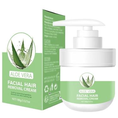 Imagem de Creme depilatório facial, creme de remoção de pelos faciais de Aloe Vera para mulheres para lábio superior e queixo para mulheres, removedor de pelos de Aloe para pele sensível ao corpo, suave e não